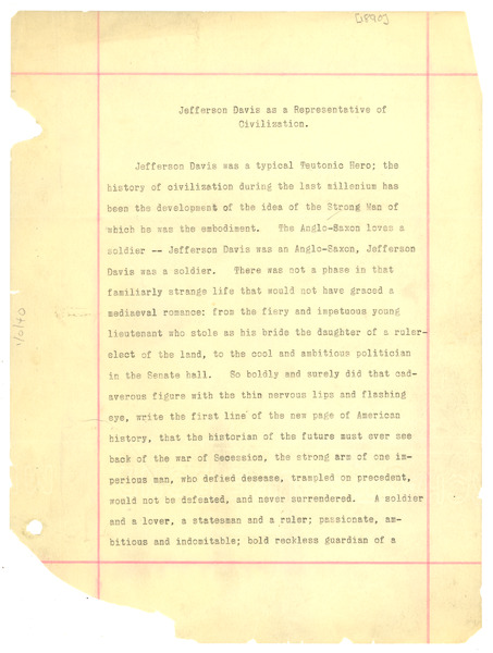 Jefferson Davis as a representative of civilization, June 1890
