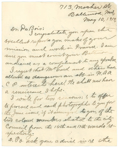 Thumbnail of Letter from James R. L. Diggs to W. E. B. Du Bois 